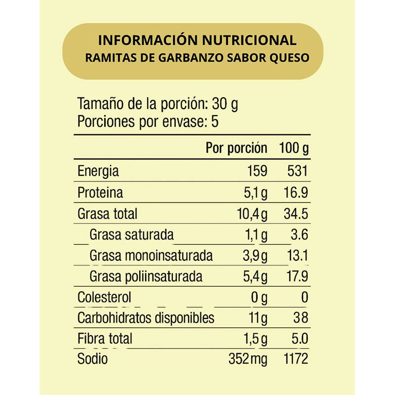 WANIA RAMITAS DE GARBANZO SABOR QUESO CHEDDAR VEGANO SIN GLUTEN 160GR