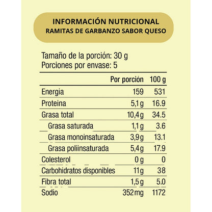 WANIA RAMITAS DE GARBANZO SABOR QUESO CHEDDAR VEGANO SIN GLUTEN 160GR