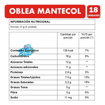DISPLAY 18X OBLEA MANTECOL 27GR