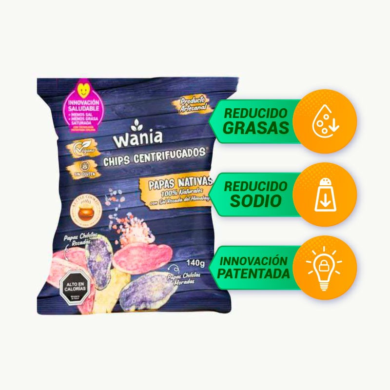 WANIA CHIPS CENTRIFUGADAS PAPAS NATIVAS 50G SIN GLUTEN VEGANO