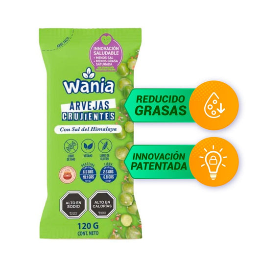 WANIA ARVEJAS CRUJIENTES CON SAL DEL HIMALAYA SIN GLUTE VEGANO 120G