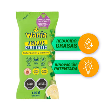 WANIA ARVEJAS CRUJIENTES LIMON Y CILANTRO 120G SIN GLUTEN VEGANO