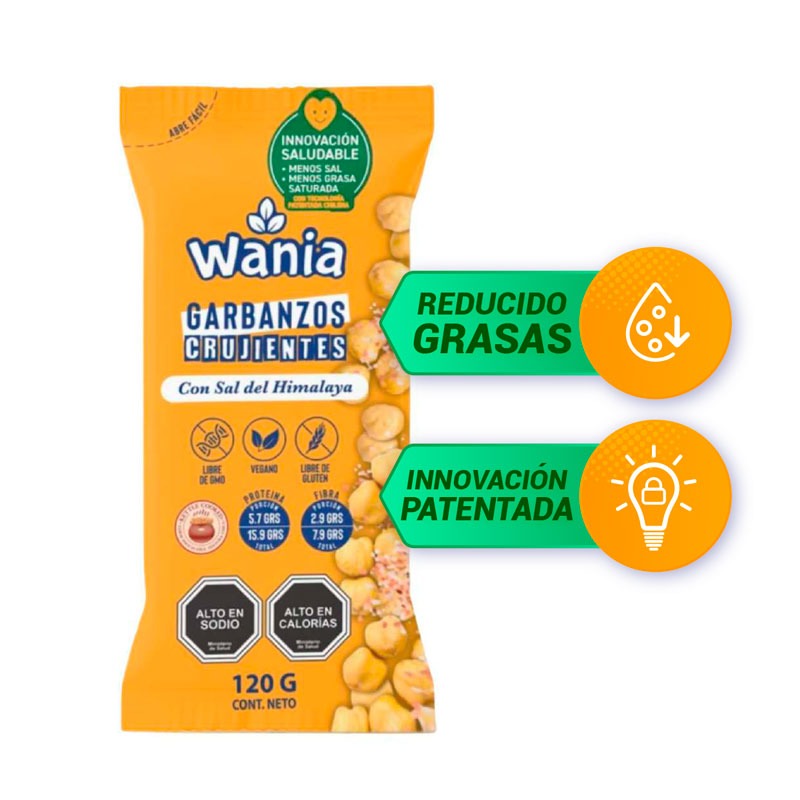 WANIA GARBANZOS CRUJIENTES CON SAL DEL HIMALAYA SIN GLUTEN VEGANO 120G