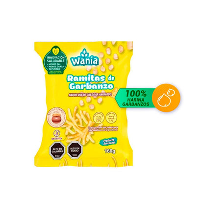 WANIA RAMITAS DE GARBANZO SABOR QUESO CHEDDAR VEGANO SIN GLUTEN 160GR