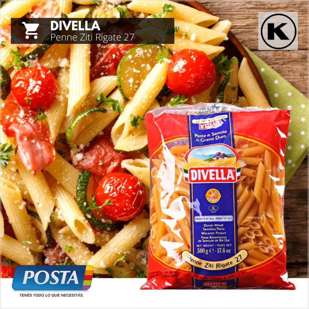 Fideos Divella Penne Ziti Rigate 500g 100% Italia