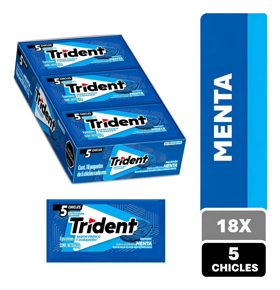 Chicle Trident Sabor Menta Sin Azúcar Pack 18X