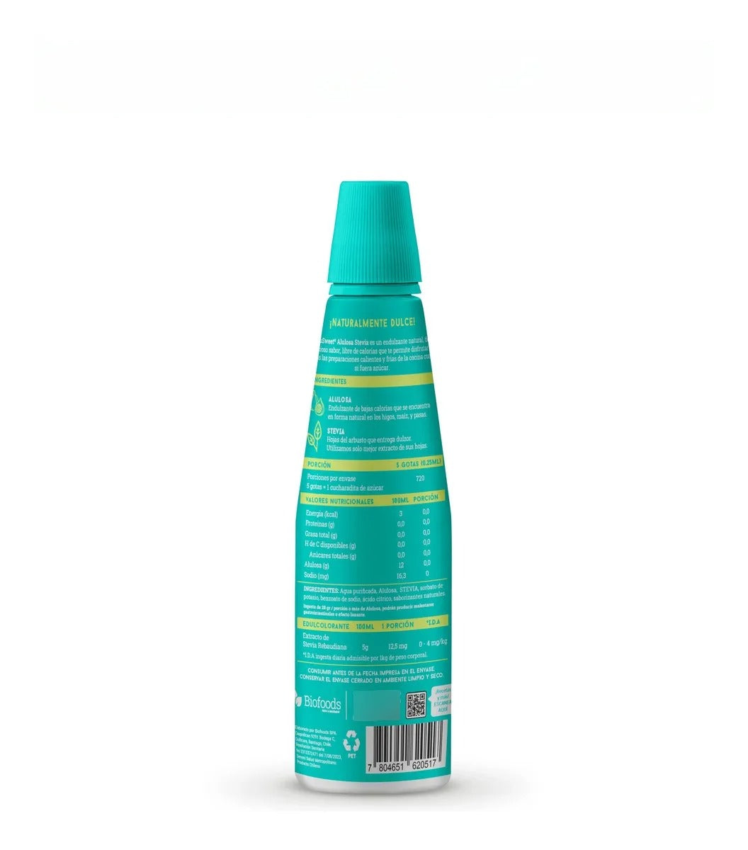 Alusweet Stevia Alulosa Gotas 180 Ml Sin Gluten