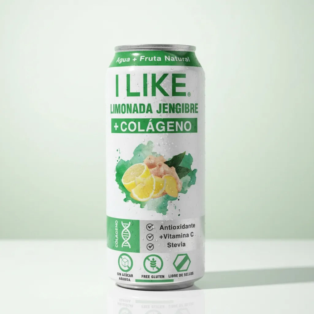 I Like Agua Saborizada + Colageno Sin Gluten 473ml LIMON JENGIBRE