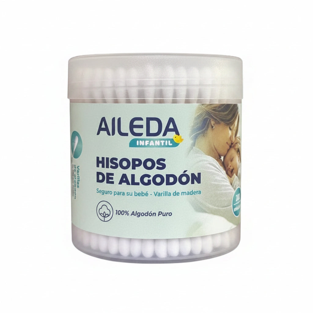 AILEDA COTONITOS DE ALGODÓN CON VARILLA DE MADERA – 200 UN
