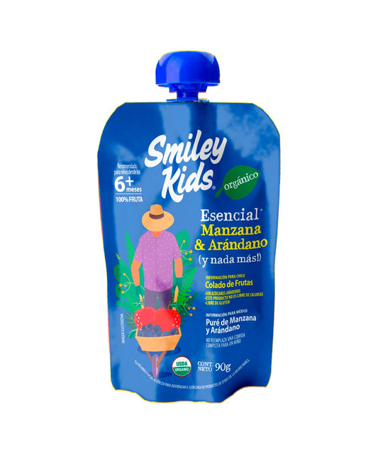 SMILEY KIDS COMPOTA ORGANICA MANZANA ARANDANO 90GR