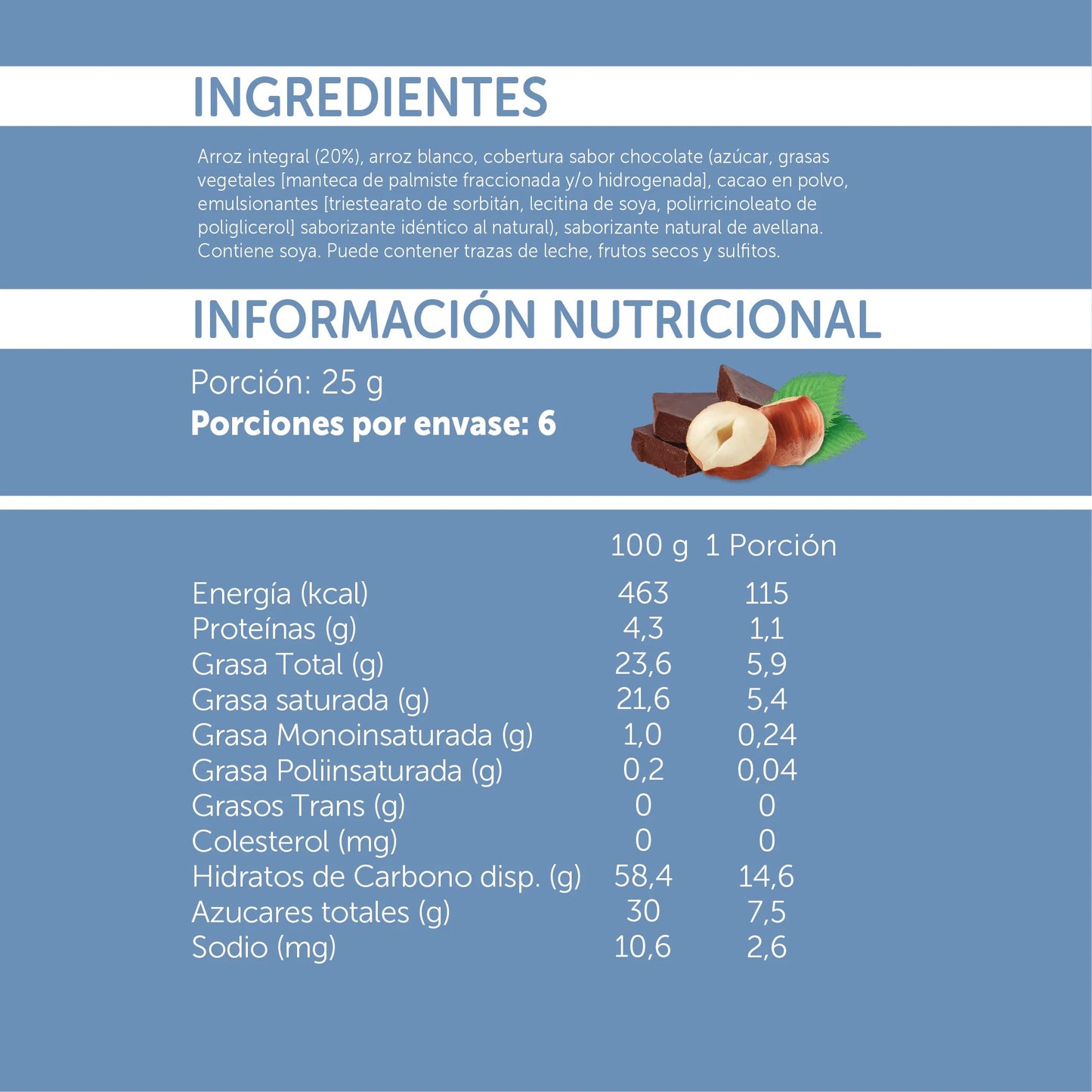 MIZOS GALLETAS DE ARROZ SABOR CHOCOLATE AVELLANA 150g