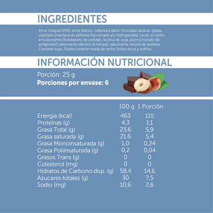 MIZOS GALLETAS DE ARROZ SABOR CHOCOLATE AVELLANA 150g