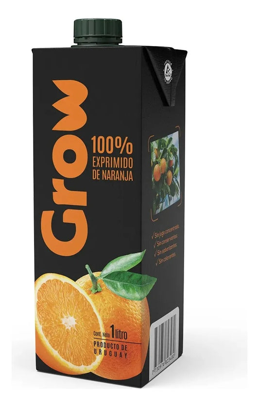 GROW JUGO DE NARANJA SIN GLUTEN 1LT 100% NATURAL