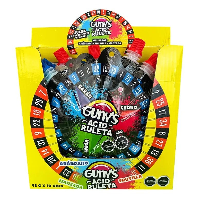 GUNYS RULETA PACK 10X DULCES ACIDOS 45GR