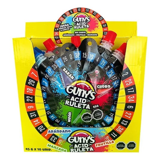 GUNYS RULETA PACK 10X DULCES ACIDOS 45GR