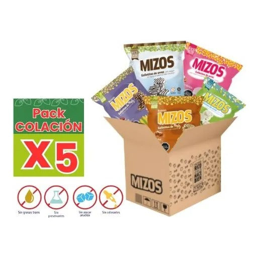 MIZOS PACK 5X MIX VARIEDAD COLACION SALUDABLE SIN GLUTEN