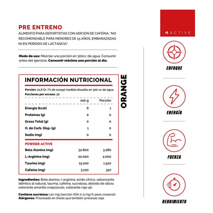 4 ACTIVE BEAST PRE WORKOUT ORANGE 320g