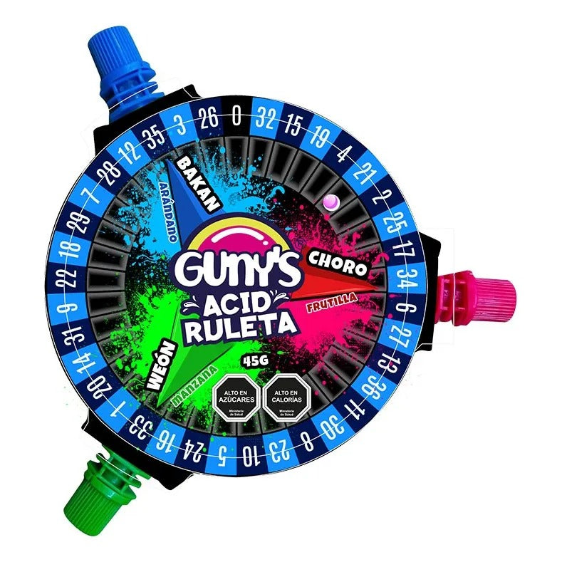 GUNYS RULETA PACK 10X DULCES ACIDOS 45GR