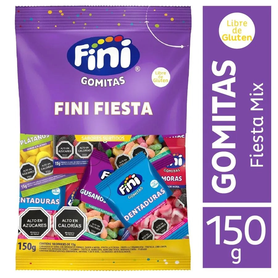 GOMITAS FINI FIESTA MIX 10 BOLSITAS SIN GLUTEN 150G