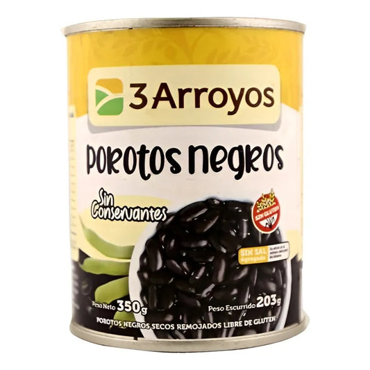 3 ARROYOS ENLATADO CONSERVA POROTOS NEGROS 350GR