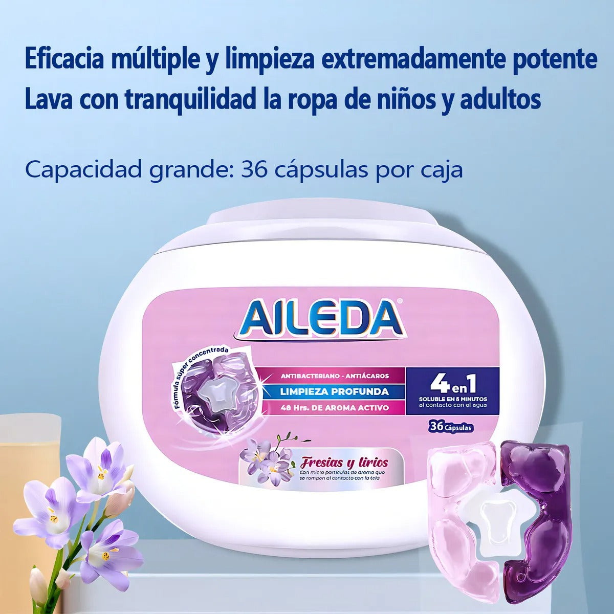 AILEDA DETERGENTE CAPSULAS ANTIBACTERIAL FRESIAS Y LIRIOS 36UN