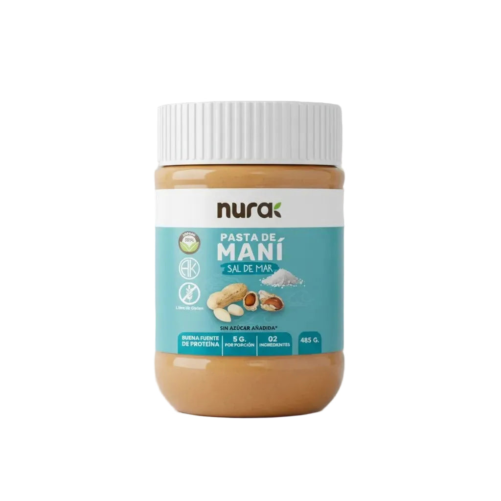 NURA MANTEQUILLA DE MANI CON SAL DE MAR SIN GLUTEN 485g