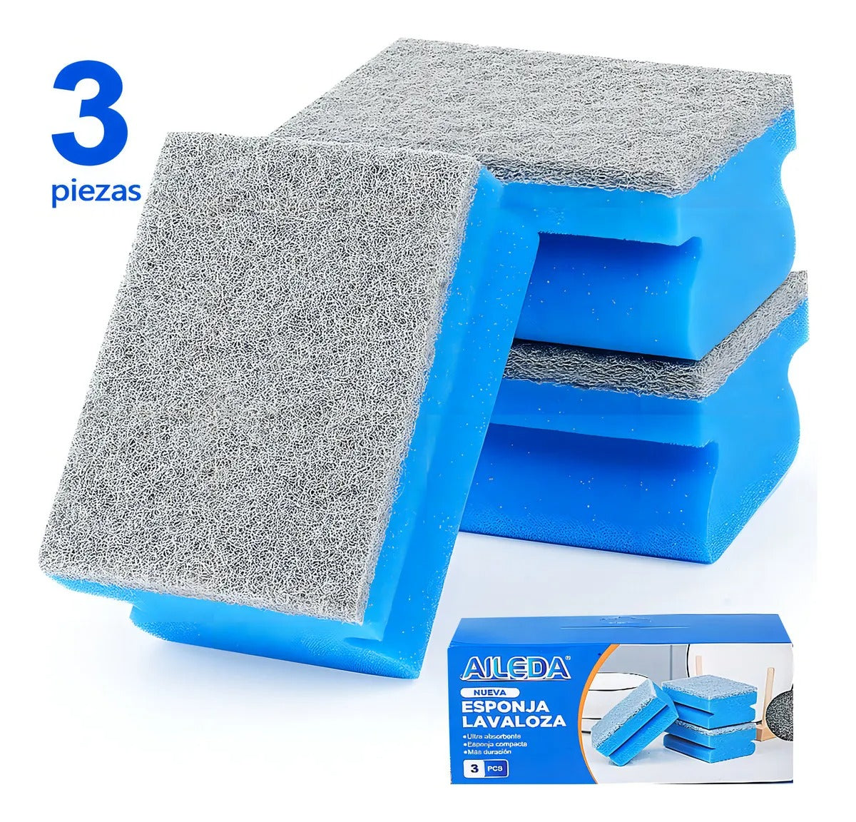 AILEDA PACK 3X ESPONJA PARA COCINA DOBLE CARA