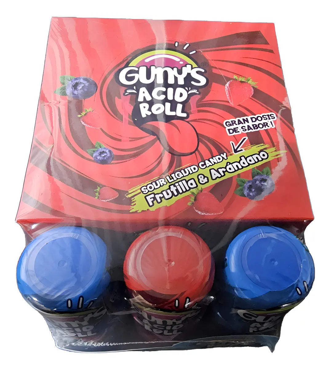 GUNYS ROLL PACK 12X DULCES ACIDOS FRUTILLA Y ARANDANO 60GR