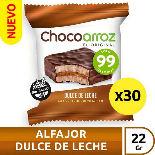 CHOCOARROZ PACK 30X SNACK ALFAJOR DULCE DE LECHE 22GR