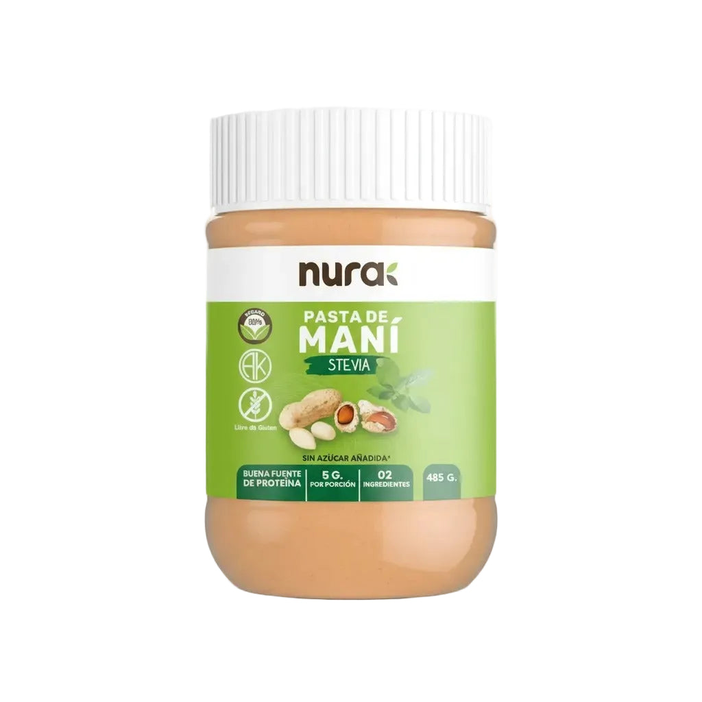 NURA MANTEQUILLA DE MANI CON STEVIA SIN GLUTEN 485g