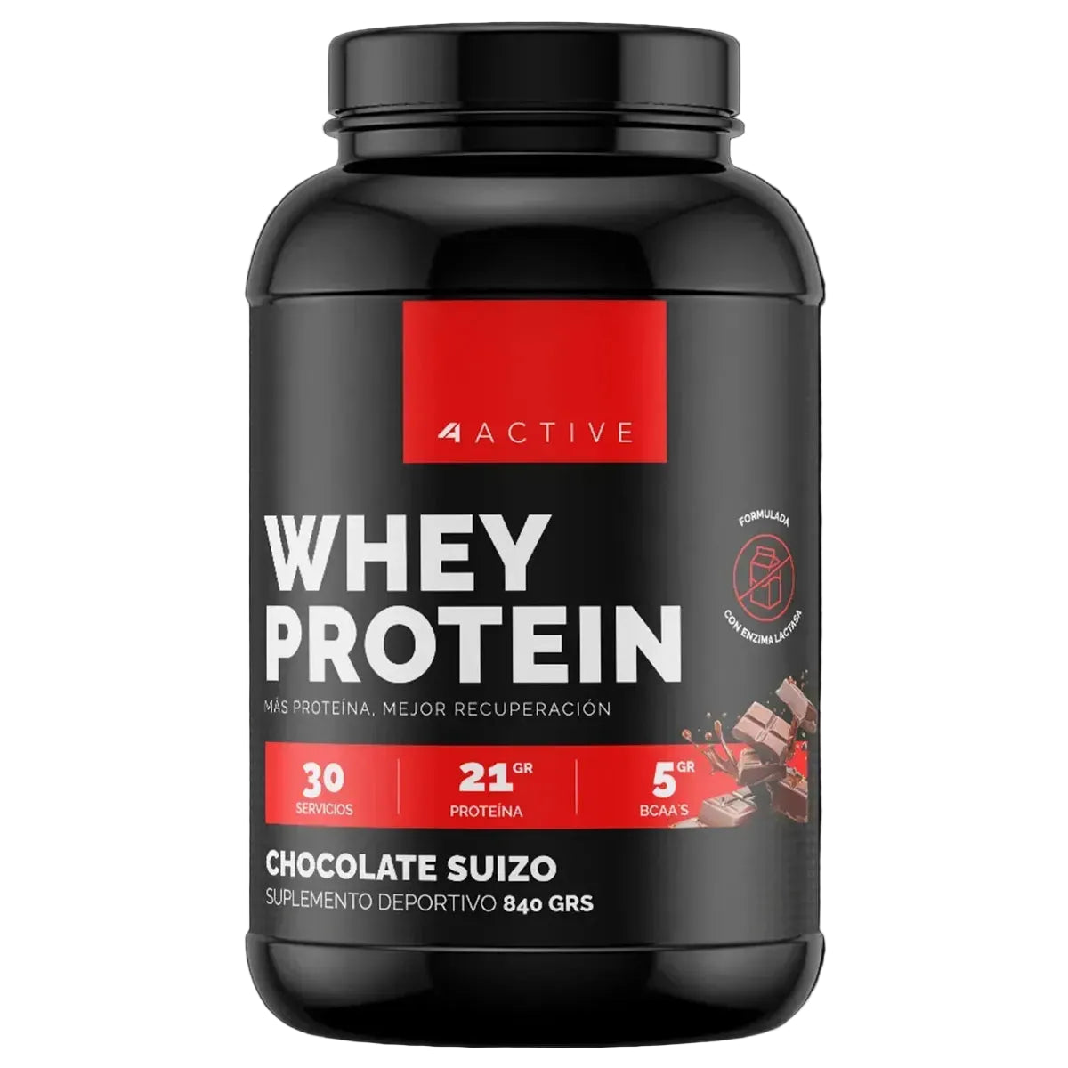 4 ACTIVE WHEY PROTEIN CHOCOLATE SUIZO 840g