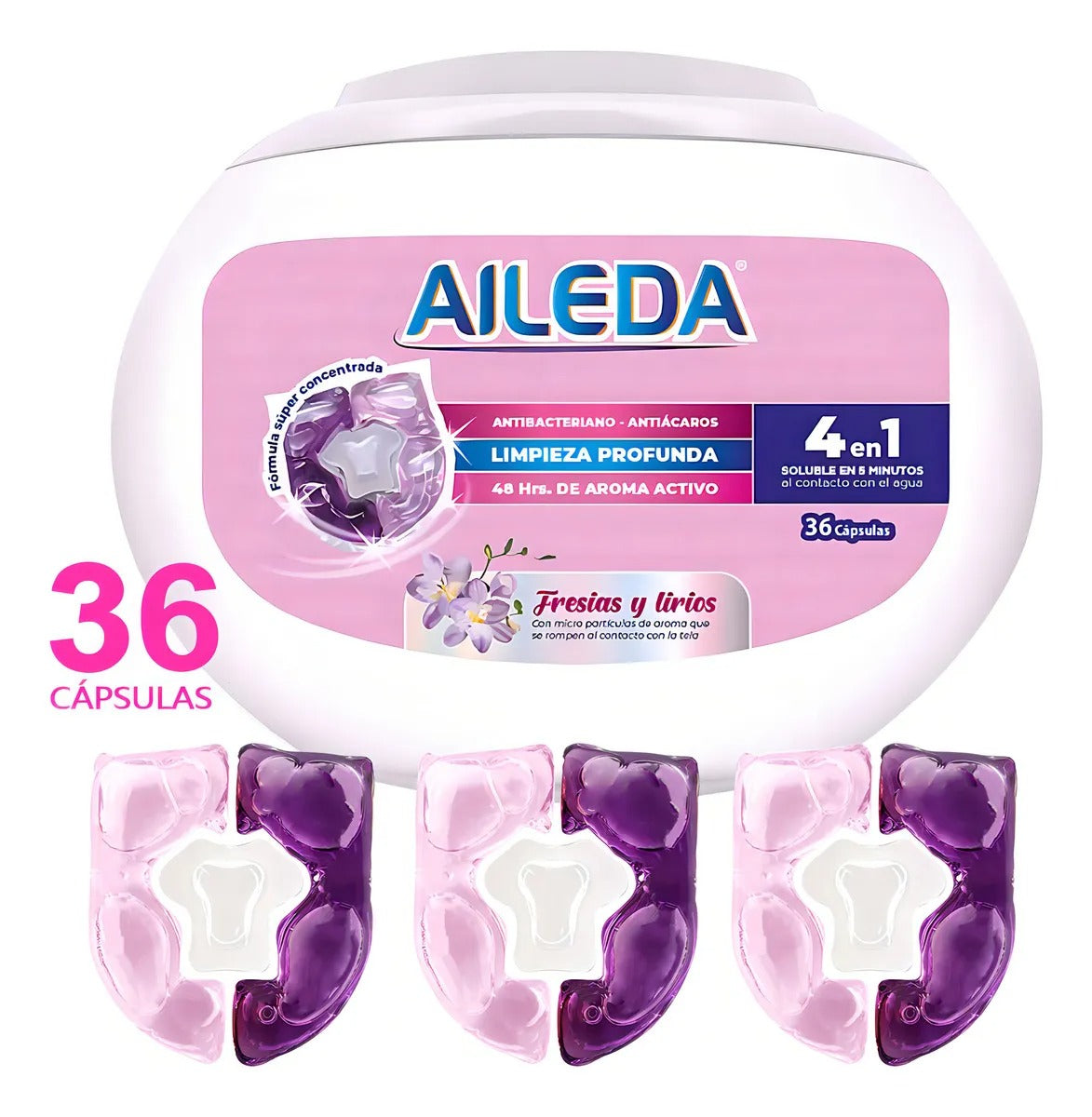 AILEDA DETERGENTE CAPSULAS ANTIBACTERIAL FRESIAS Y LIRIOS 36UN