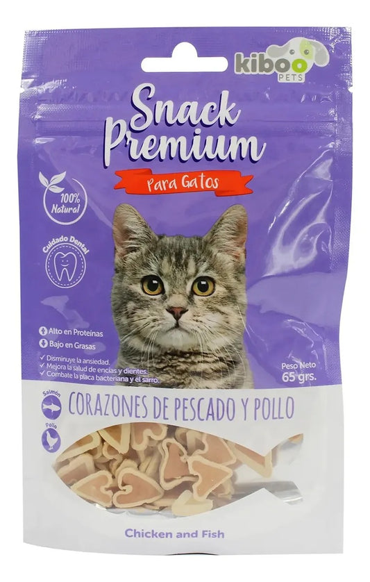 SNACK PREMIUM PARA GATO ADULTO PESCADO Y POLLO 65GR