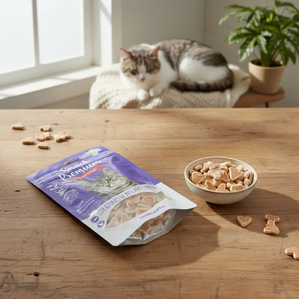 SNACK PREMIUM PARA GATO ADULTO PESCADO Y POLLO 65GR