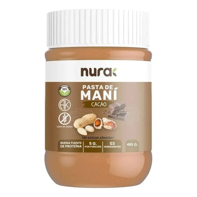 NURA MANTEQUILLA DE MANI CON CACAO SIN GLUTEN 485g