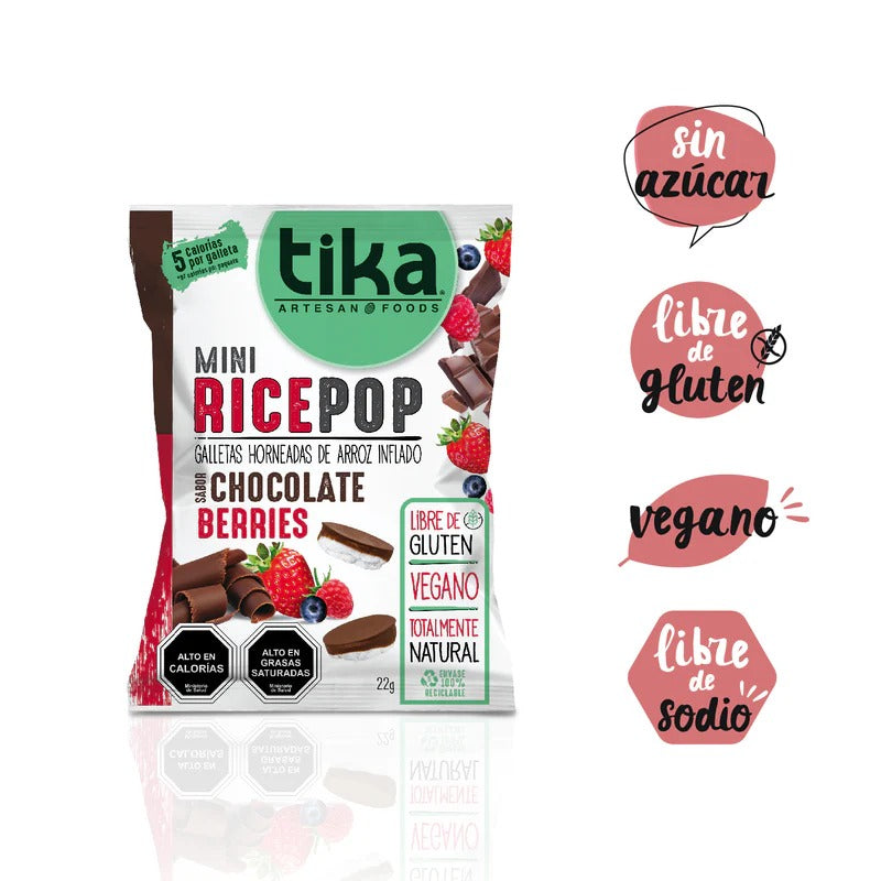 TIKA MINI RICE POP CHOCOLATE BERRIES SIN GLUTEN 22GR