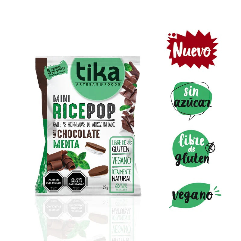 TIKA MINI RICE POP CHOCOLATE MENTA SIN GLUTEN 22G