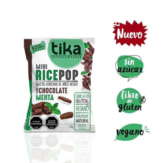 TIKA MINI RICE POP CHOCOLATE MENTA SIN GLUTEN 22G