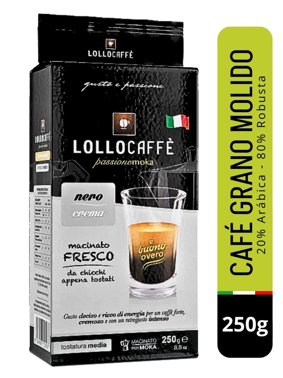 CAFE GRANO MOLIDO NERO  CREMA  LOLLO CAFFE 250g