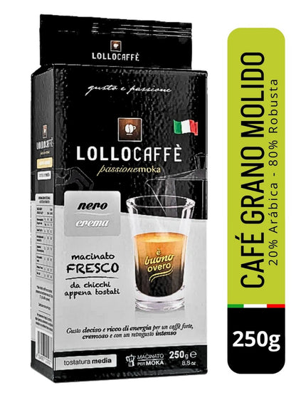 CAFE GRANO MOLIDO NERO  CREMA  LOLLO CAFFE 250g