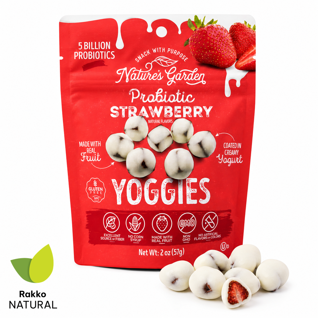 NATURE´S GARDEN YOGGIES - PREBIOTIC FRUTILLA SIN  GLUTEN 57g